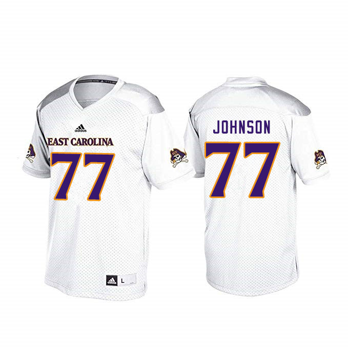 Men #77 Jordan Johnson ECU Pirates College Football Jerseys Sale-White